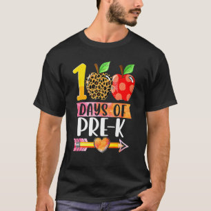 100 Days Of Pre K Heart Leopard 100th Day Of Schoo T-Shirt