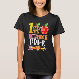 100 Days Of Pre K Heart Leopard 100th Day Of Schoo T-Shirt
