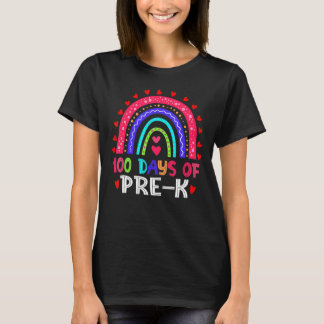 100 Days Of Pre K Leopard Rainbow 100th Day Of Sch T-Shirt