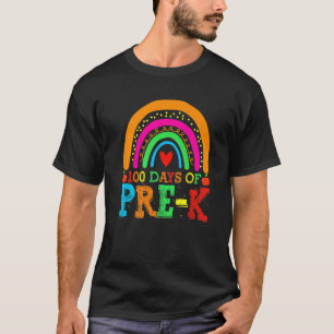 100 Days of Pre k Rainbow 100th Day of School T-Shirt
