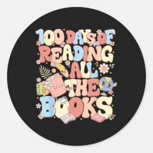 100 Days Of Reading All The Books Celebration  Classic Round Sticker