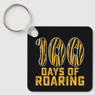 100 Days Of Roaring Tiger Funny 100th Day School Key Ring