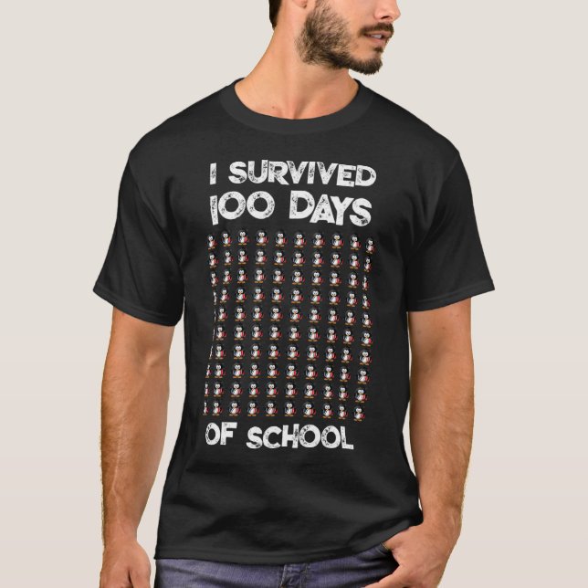 100 Days Of School 100 Penguins Design  T-Shirt (Front)