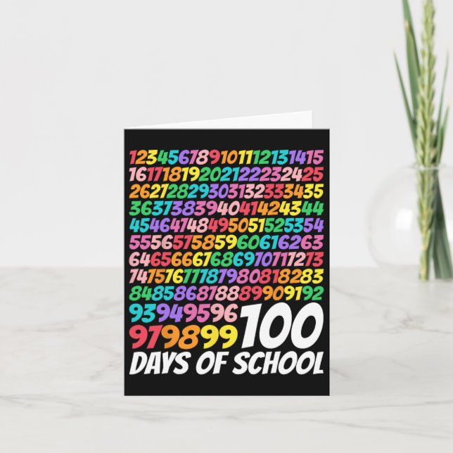 100 Days Of School 100th Day Cute Math Numbers Tea Card (Front)