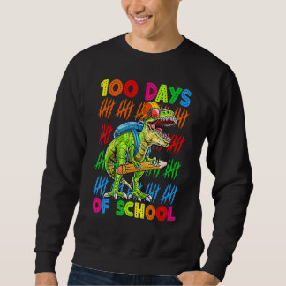 100 Days Of School 100th Day Dinosaur Trex Pencil Sweatshirt
