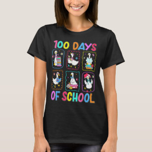 100 Days Of School 100th Day Funny Goose Boys Girl T-Shirt