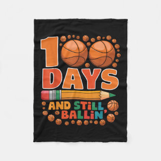 100 Days Of School 100th Day Of School Basketball Fleece Blanket