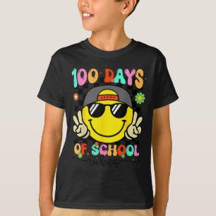 100 Days Of School 100th Day Smile Groovy Face Tea T-Shirt