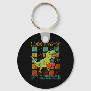 100 Days Of School 2025 Dinosaur Boxing Mma Martia Key Ring