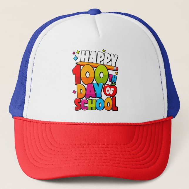 100 Days of School 44 Trucker Hat (Front)