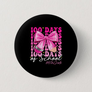 100 Days Of School 4th Grade Girls Coquette Bow  6 Cm Round Badge