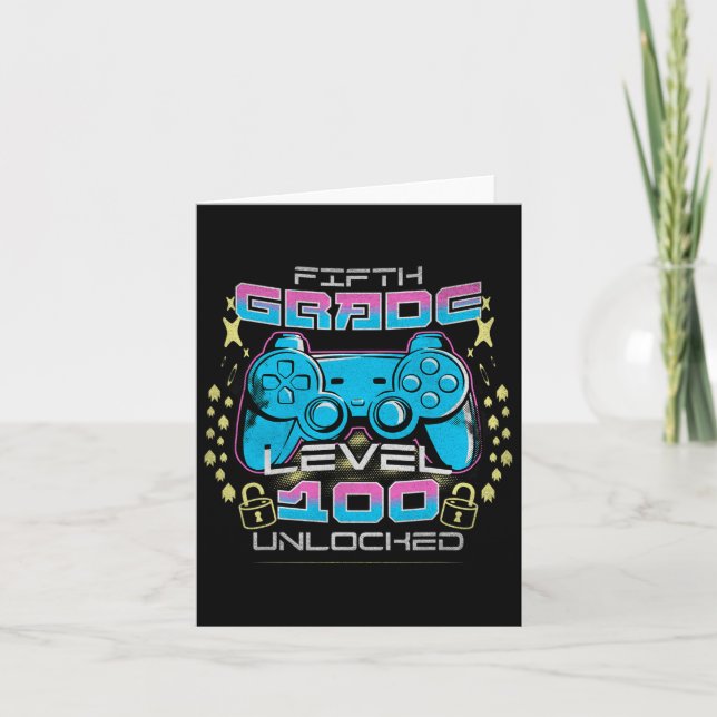 100 Days Of School 5th Grade Level Unlocked Video  Card (Front)