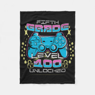 100 Days Of School 5th Grade Level Unlocked Video Fleece Blanket