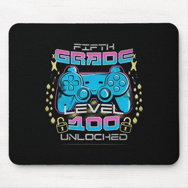 100 Days Of School 5th Grade Level Unlocked Video  Mouse Pad (Front)