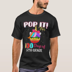 100 Days Of School 5Th Grade Unicorn Fidget 100Th T-Shirt