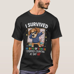 100 Days of School 67 Humour Dabbing Dog Students T-Shirt