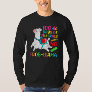 100 Days Of School 7th Grade No Prob Llama Teacher T-Shirt
