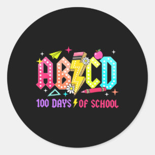100 Days Of School Abcd Teachers Student Rock Boys Classic Round Sticker