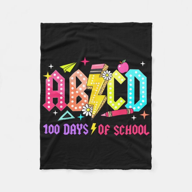 100 Days Of School Abcd Teachers Student Rock Boys Fleece Blanket (Front)