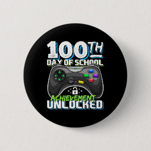 100 Days of School Achievement Unlocked Video Game 6 Cm Round Badge