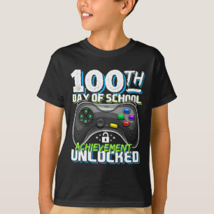 100 Days of School Achievement Unlocked Video Game T-Shirt