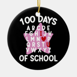 100 Days Of School Alphabet 100th Day Teacher  Ceramic Tree Decoration