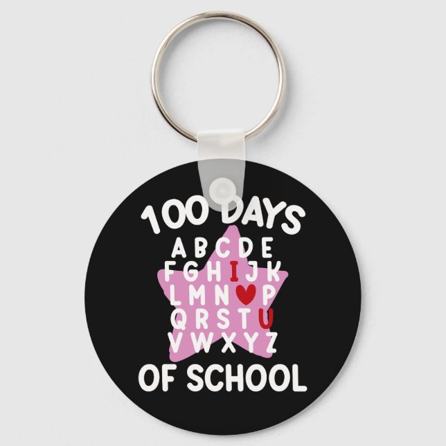 100 Days Of School Alphabet 100th Day Teacher  Key Ring (Front)