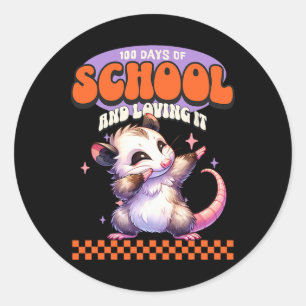 100 Days Of School And Loving It Dabbing Opossum Classic Round Sticker