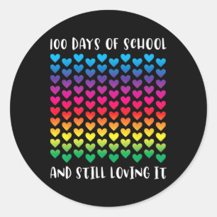 100 Days Of School And Still Loving It Rainbow Hea Classic Round Sticker