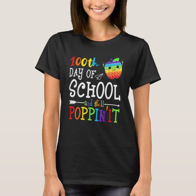 100 Days Of School And Still Poppin 100th Day Kids T-Shirt (Front)