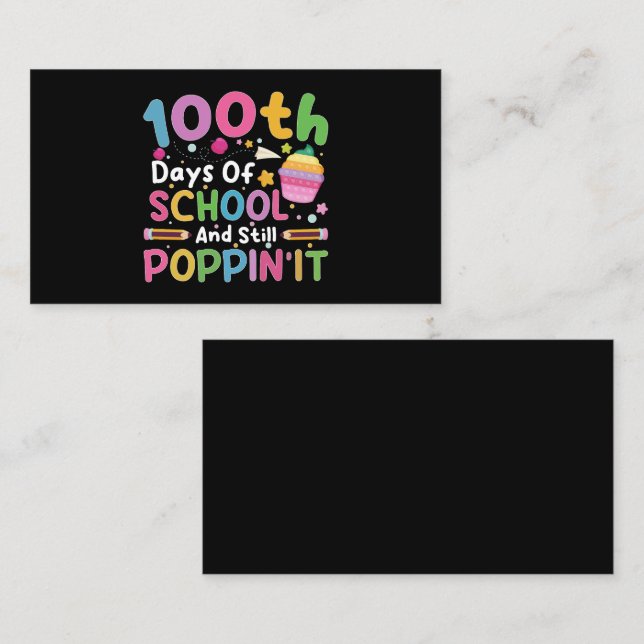 100 Days Of School And Still Poppin' Girl  Business Card (Front/Back)