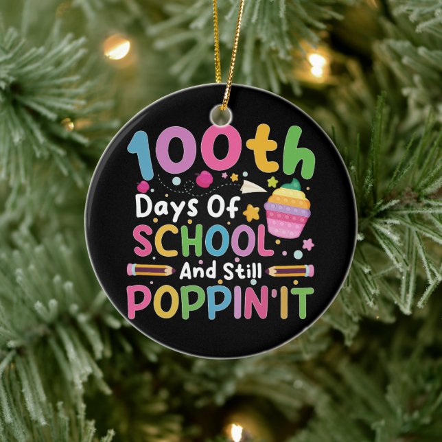 100 Days Of School And Still Poppin' Girl  Ceramic Tree Decoration (Tree)