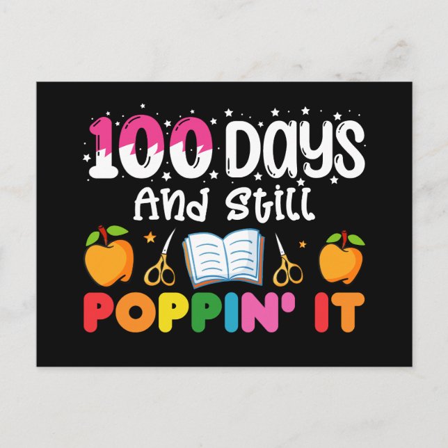 100 Days Of School And Still Poppin' It Postcard (Front)