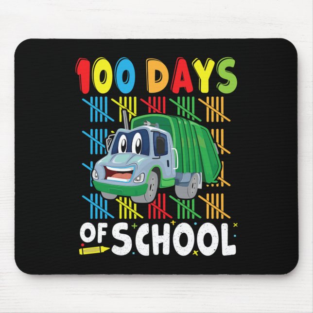 100 Days Of School Apparel Garbage Truck For Teach Mouse Pad (Front)