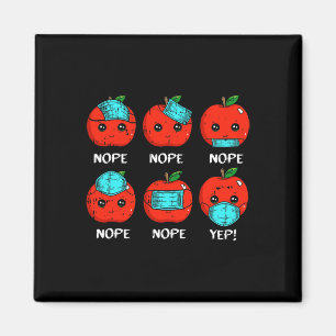 100 Days Of School Apple Face Mask Teacher Quarant Magnet