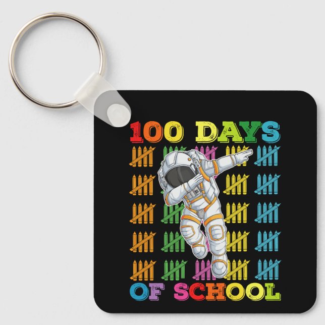 100 Days Of School Astronaut Teacher Key Ring (Front)