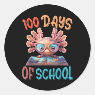 100 Days Of School Axolotl Sea 100th Day Of Classic Round Sticker