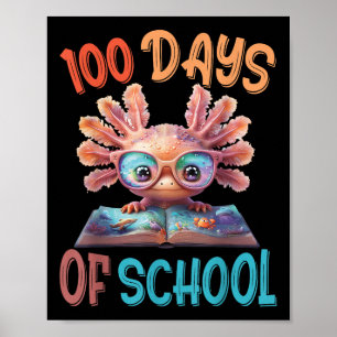 100 Days Of School Axolotl Sea 100th Day Of Poster