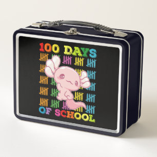 100 Days Of School Axolotl Teacher Metal Lunch Box