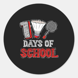 100 Days Of School Badminton Lovers Kids Boys Girl Classic Round Sticker