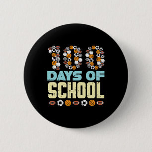 100 Days Of School Baketball Soccer Football Sport 6 Cm Round Badge