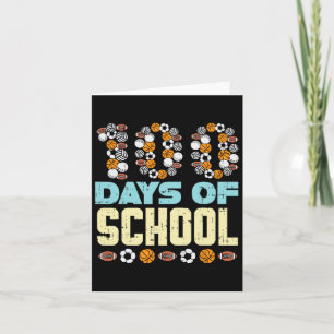 100 Days Of School Baketball Soccer Football Sport Card