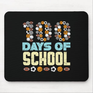 100 Days Of School Baketball Soccer Football Sport Mouse Pad