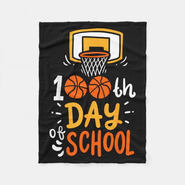 100 Days Of School Basball Fleece Blanket (Front)