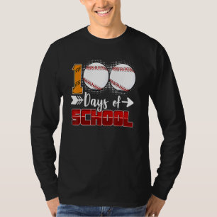 100 Days Of School  Baseball 100 Days Smarter 100t T-Shirt