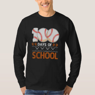 100 Days Of School  Baseball 100 Days Smarter 100t T-Shirt