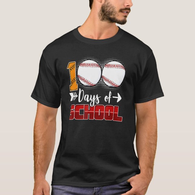 100 Days Of School  Baseball 100 Days Smarter 100t T-Shirt (Front)