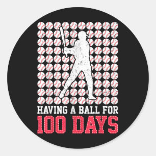 100 Days Of School Baseball 100th Day For Boys Classic Round Sticker