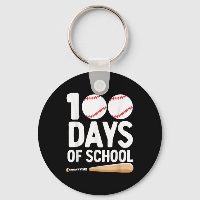 100 Days Of School Baseball 100th Day For Boys Key Ring (Front)