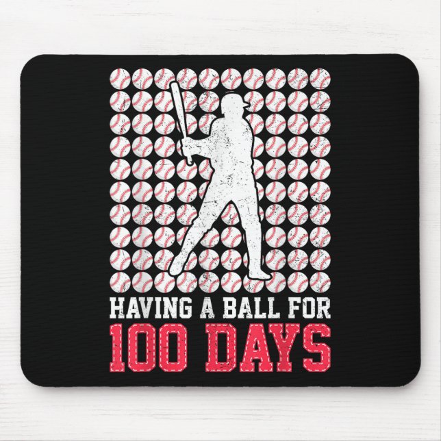 100 Days Of School Baseball 100th Day For Boys Mouse Pad (Front)
